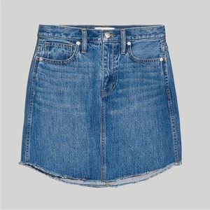 Madewell Rigid Denim A-Line Mini Skirt Dolphin Hem Size 25 NWT